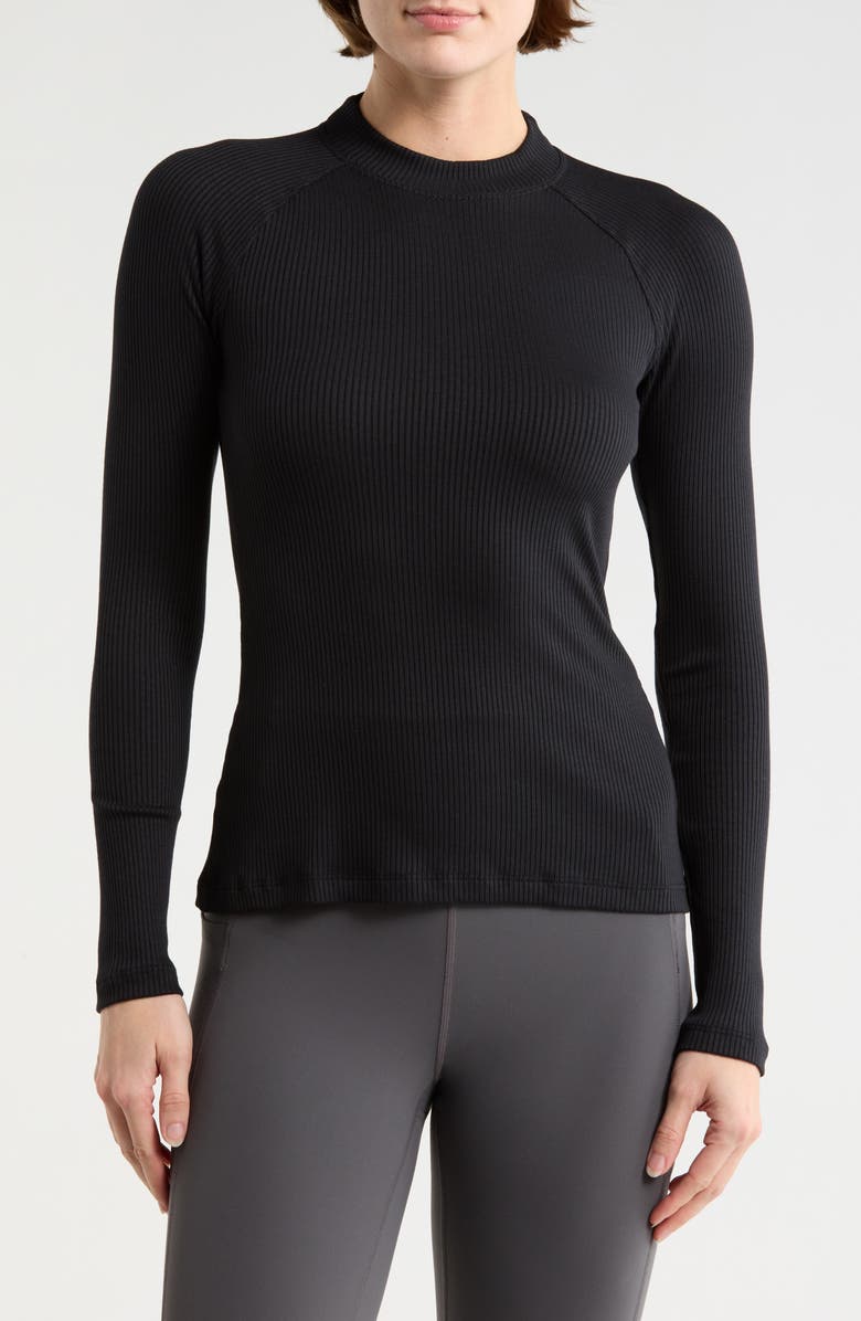 Beyond Yoga Contours Mock Neck Top, Main, color, Black