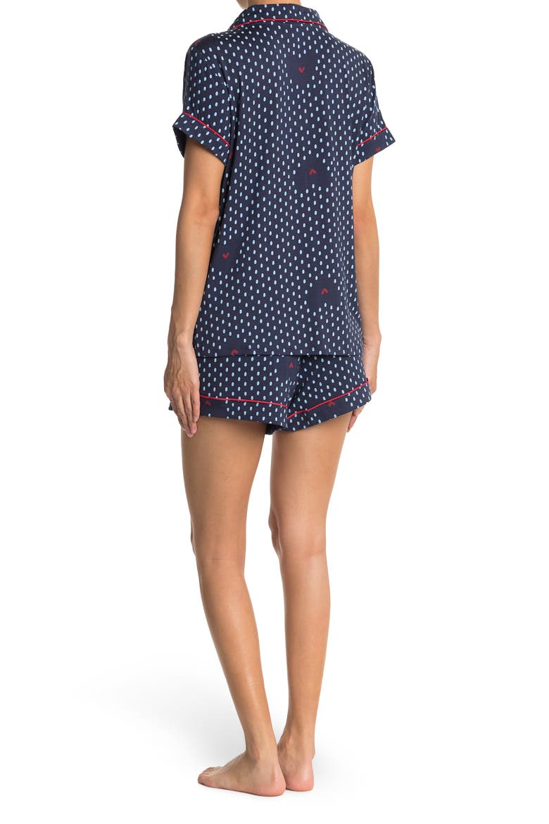 Moonlight Dream Short Pajamas, Alternate, color, NAVY INDIGO HEART GEO FOULARD