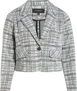 Liverpool Plaid Tweed Crop Blazer