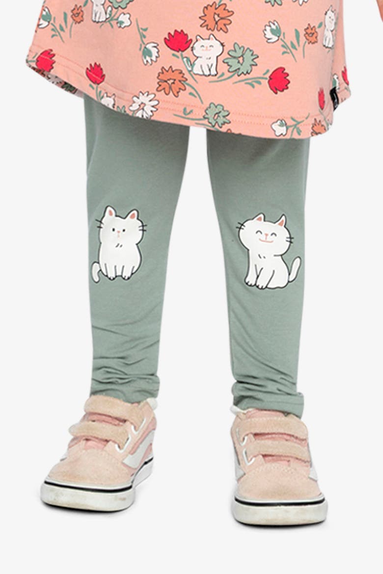 Organic Cotton Cat Knee Elastic Waist Leggings, Alternate, color, Sage Green