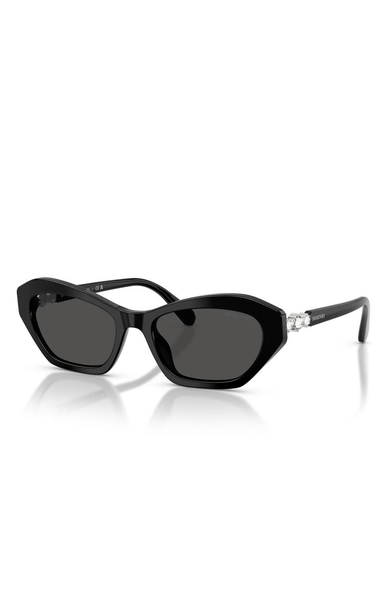 Swarovski 54mm Cat Eye Sunglasses, Alternate, color, Black / Dark Grey