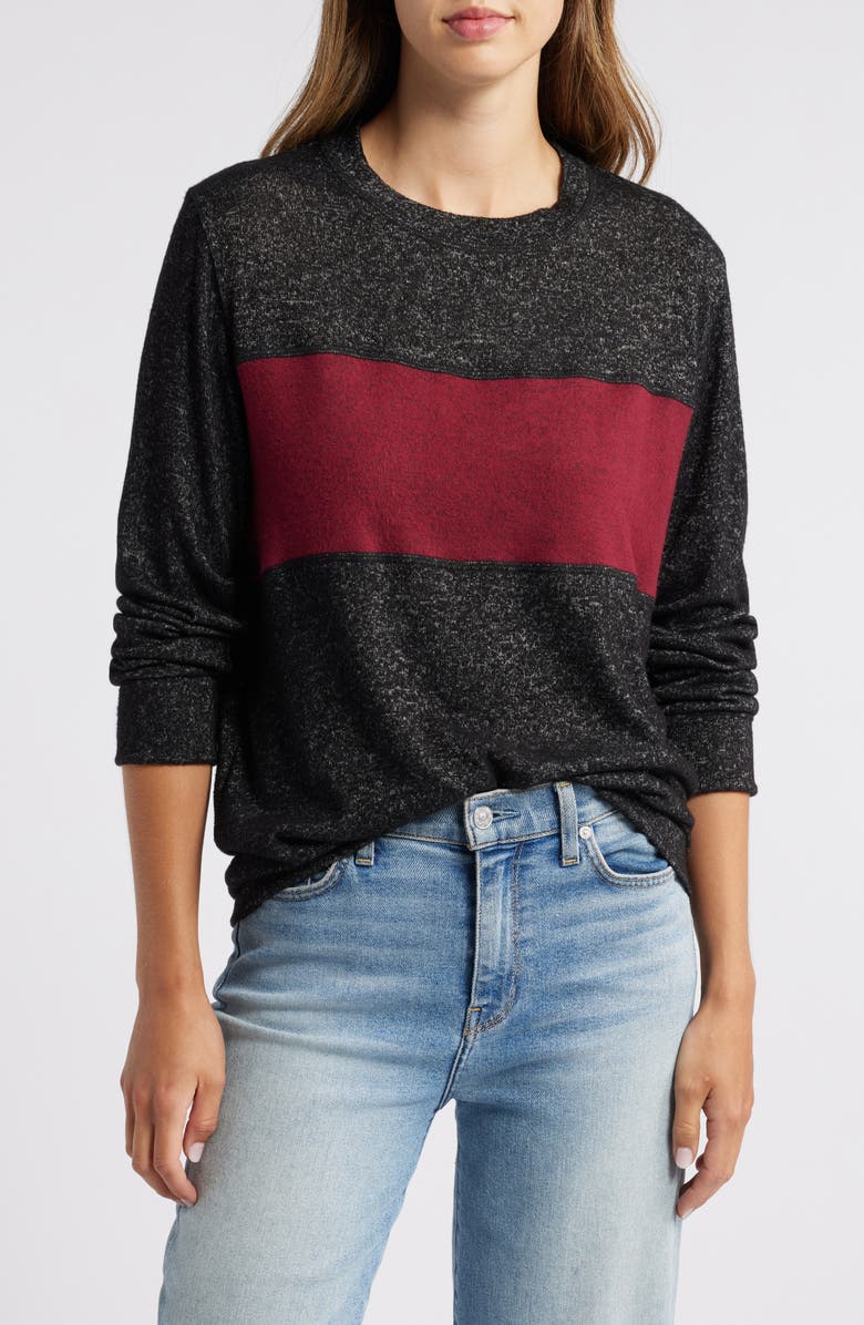 Loveappella Colorblock Long Sleeve Brushed Jersey Top, Main, color,