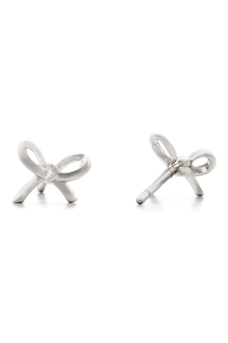 mini bow stud earrings, Alternate, color, SILVER