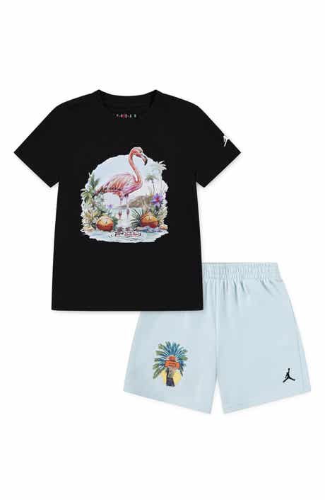Kids' Flamingo Graphic T-Shirt & Knit Shorts Set
