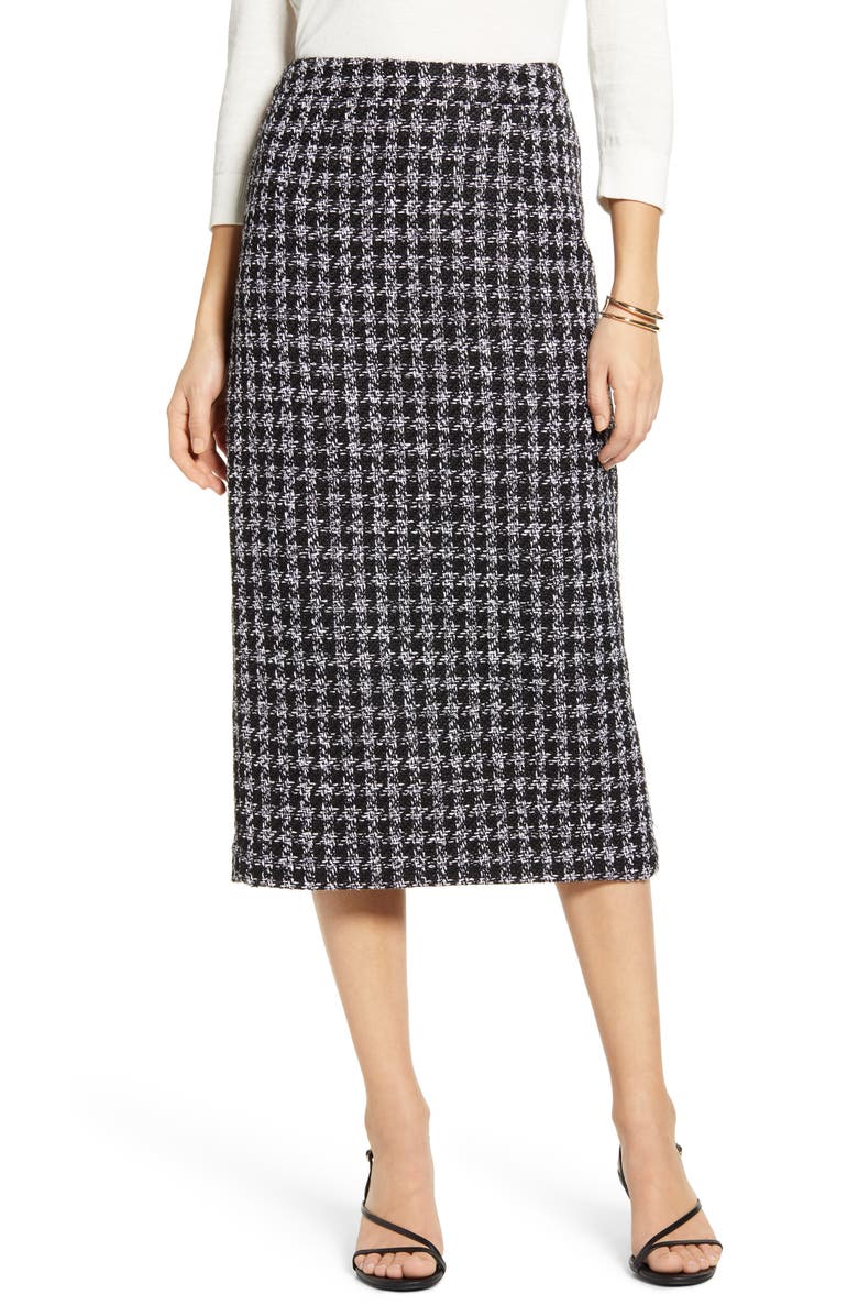 Halogen<sup>®</sup> Houndstooth Check Tweed Pencil Skirt, Main, color, 