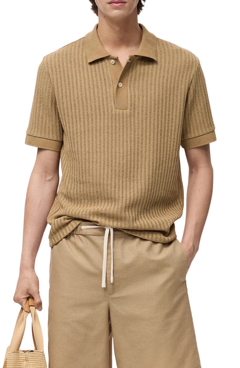 MANGO Rib Polo, Main, color, Beige