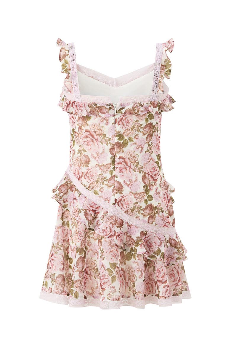 Camellia Frill Mini Dress, Alternate, color, Floral