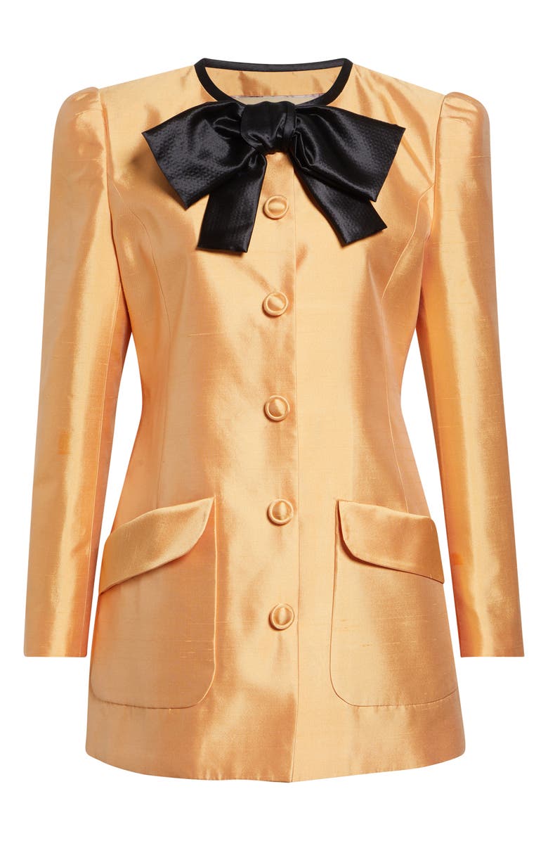 Valentino Silk Shantung Bow Jacket, Main, color, Orange
