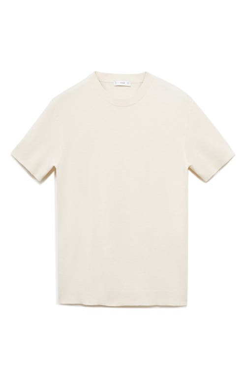 Mango Short Sleeve Cotton Crewneck Sweater In White
