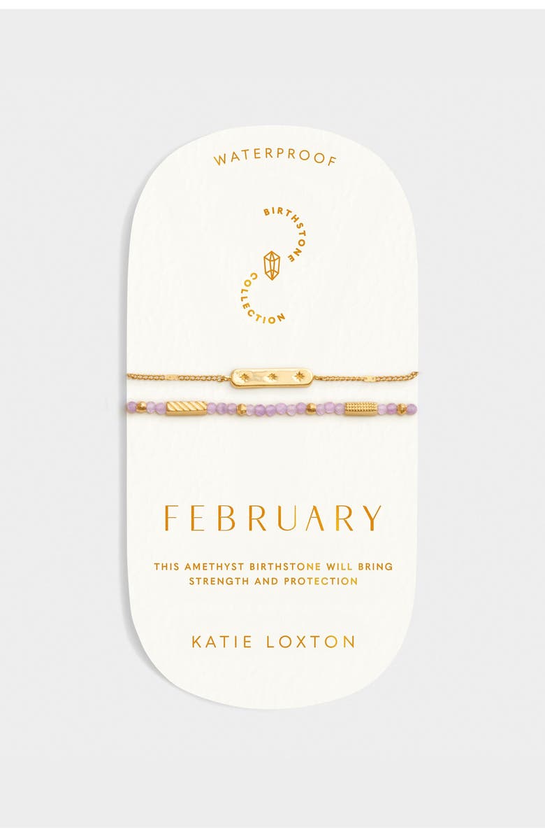Katie Loxton Birthstone Bracelet 'February' in Amethyst, Alternate, color, February