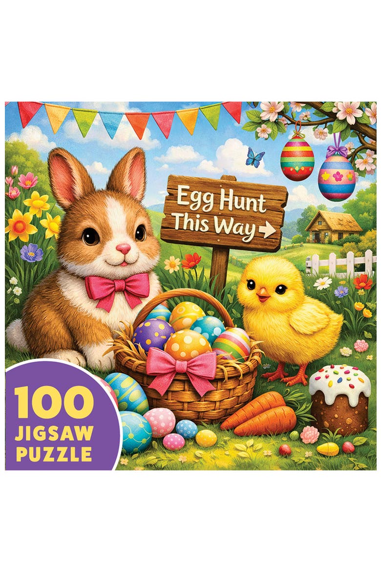 Easter 100 Piece Puzzle - Egg Hunt - 10"x10", Alternate, color, Multicolor