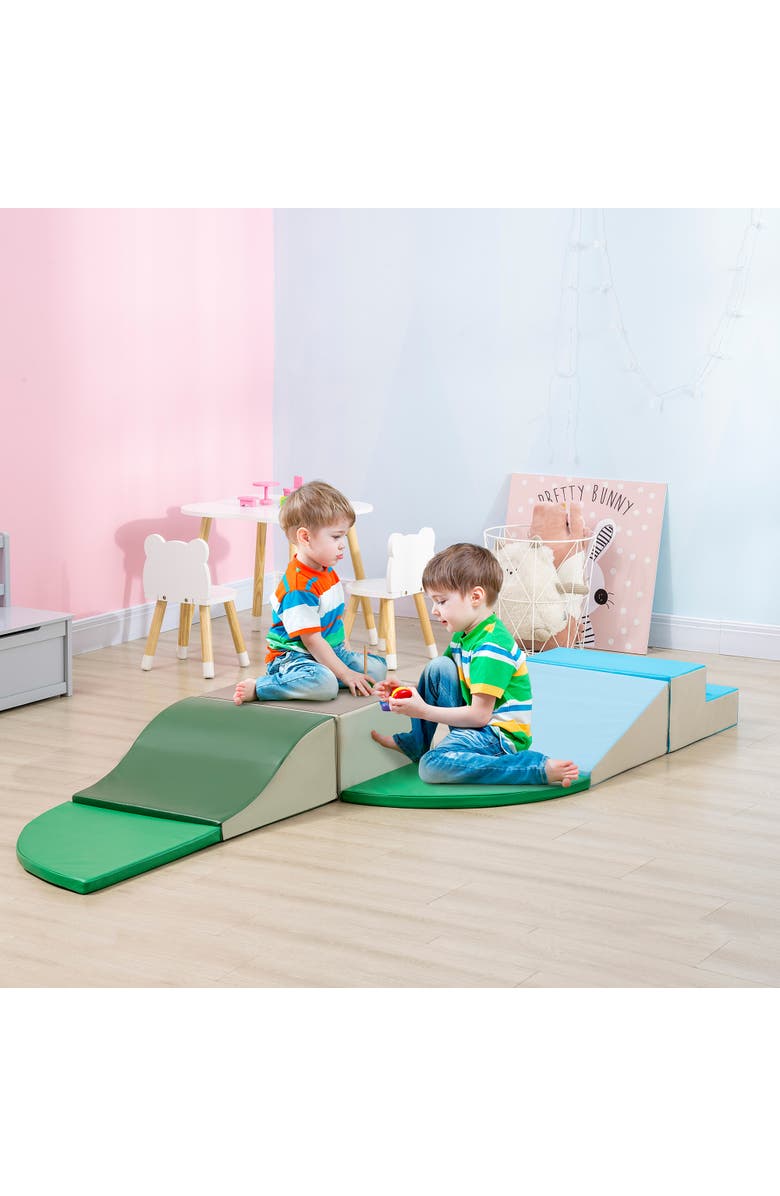 Qaba 6-Pieces Foam Climbing Blocks for Toddlers, Soft Play Set for Climb and Crawl, Alternate, color, Contemporary