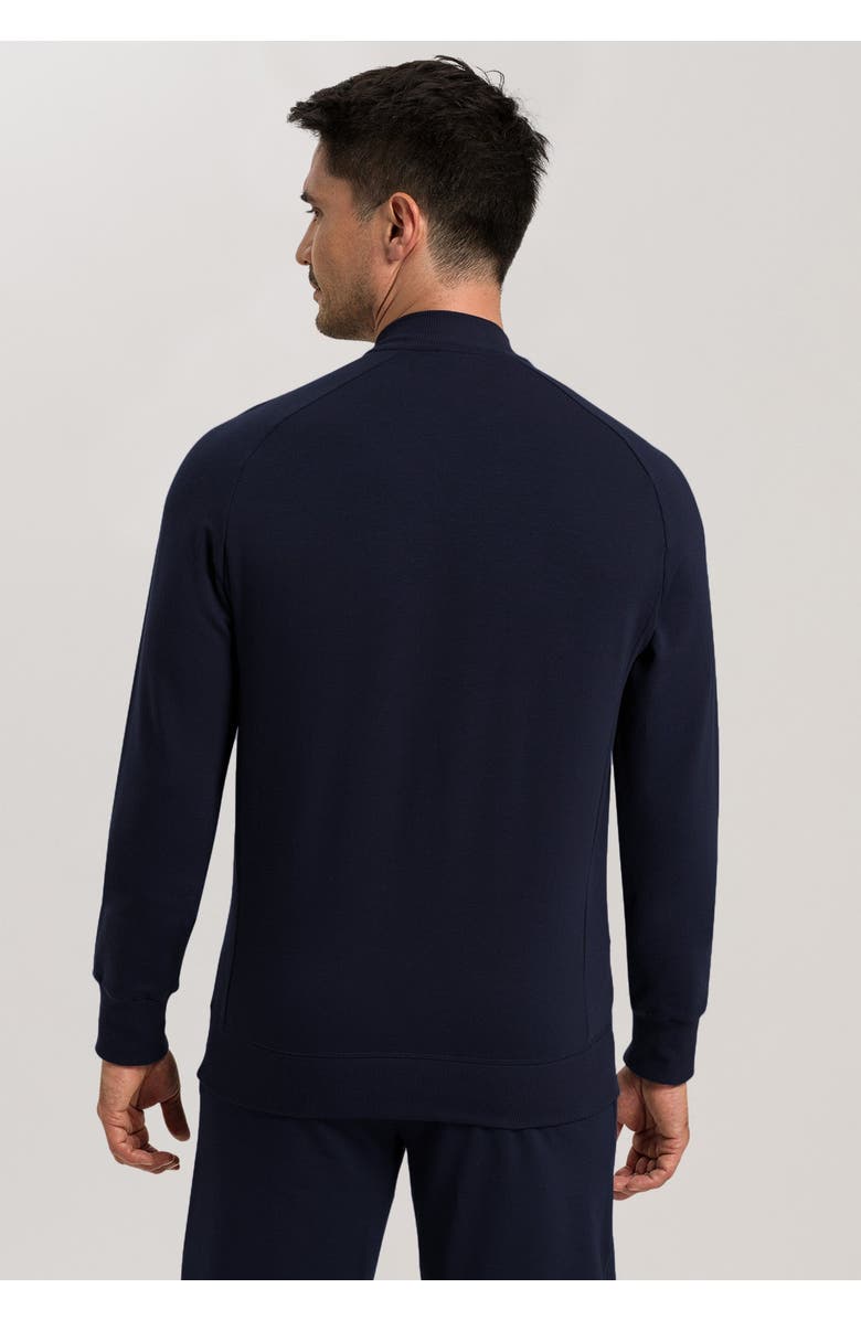 Hanro Living Cotton Zip-Up Jacket, Alternate, color, Black Iris