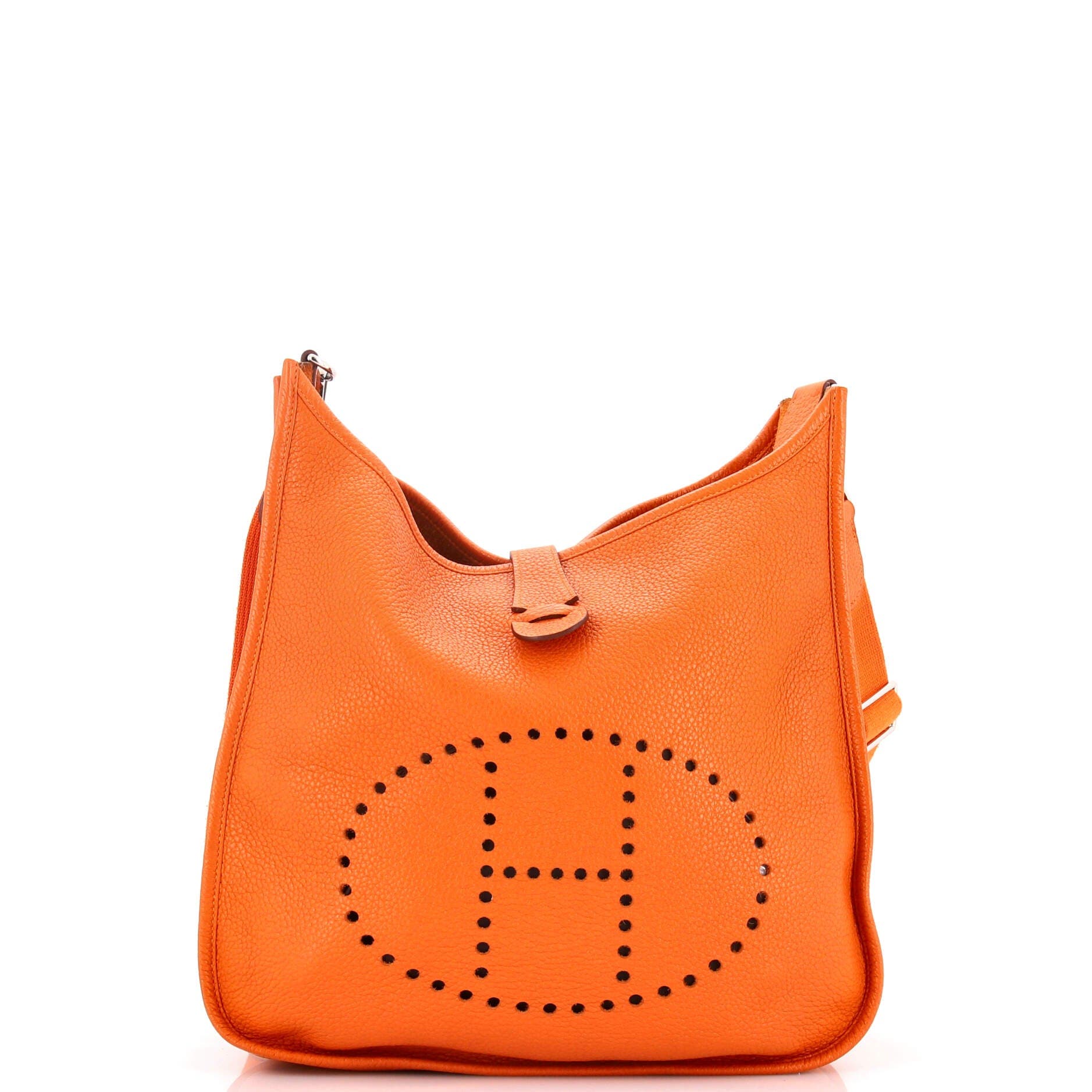 Pre-Owned Hermes Evelyne Bag Gen III Clemence PM, Main, color, Orange H