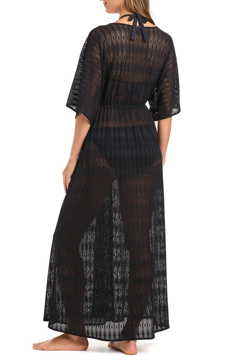 Open Stitch Cover Up Caftan, Alternate, color, BLACK