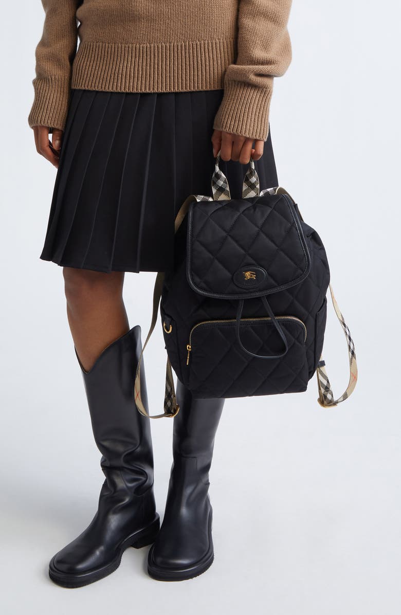 Burberry Horseshoe Quilted Nylon Backpack, Alternate, color,