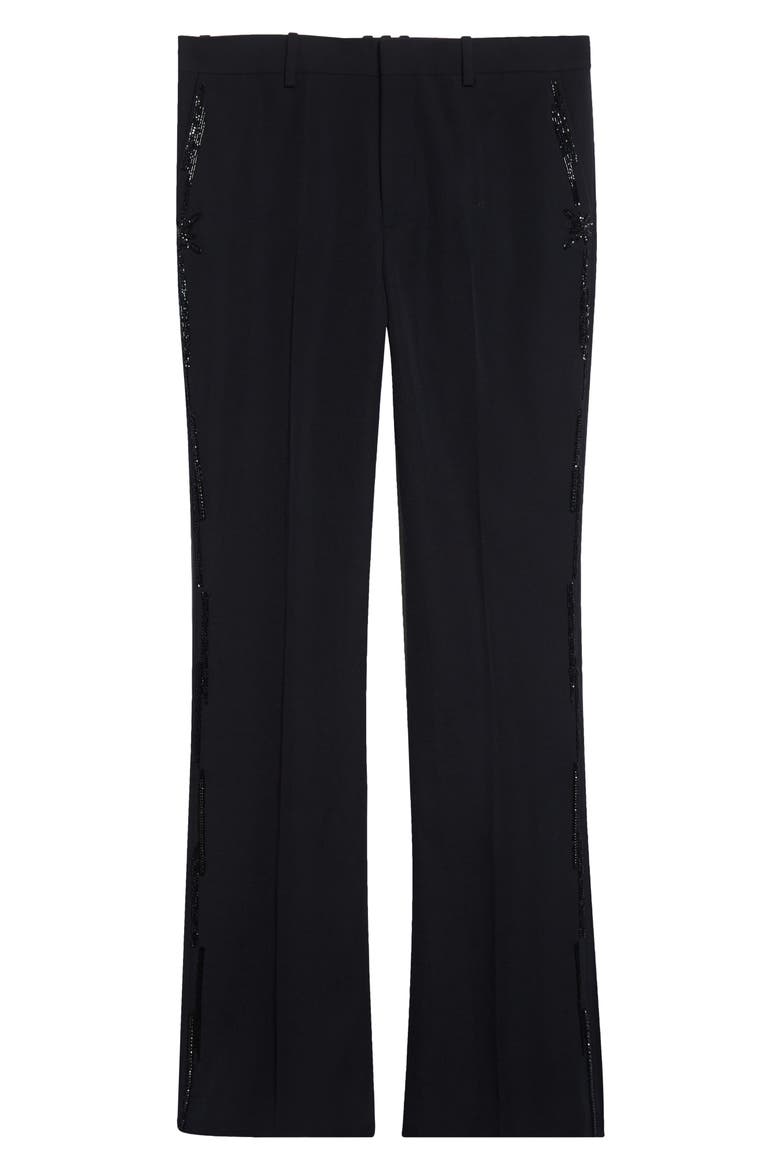 Flare Leg Wool Trousers, Alternate, color, EAP BLACK/ BLACK
