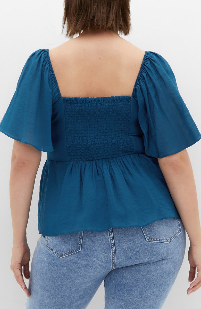 City Chic Marci Flutter Sleeve Top, Alternate, color, Poseidon