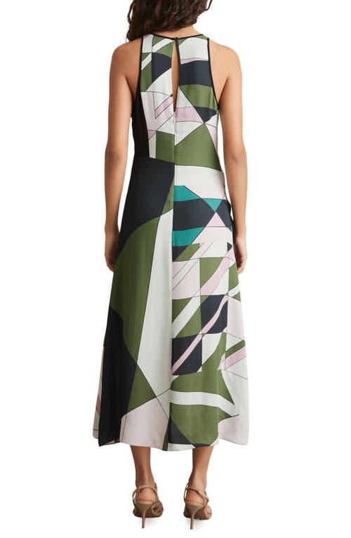 Reiss Womens Avia Geometric-pattern Woven Midi Dress Green In Green