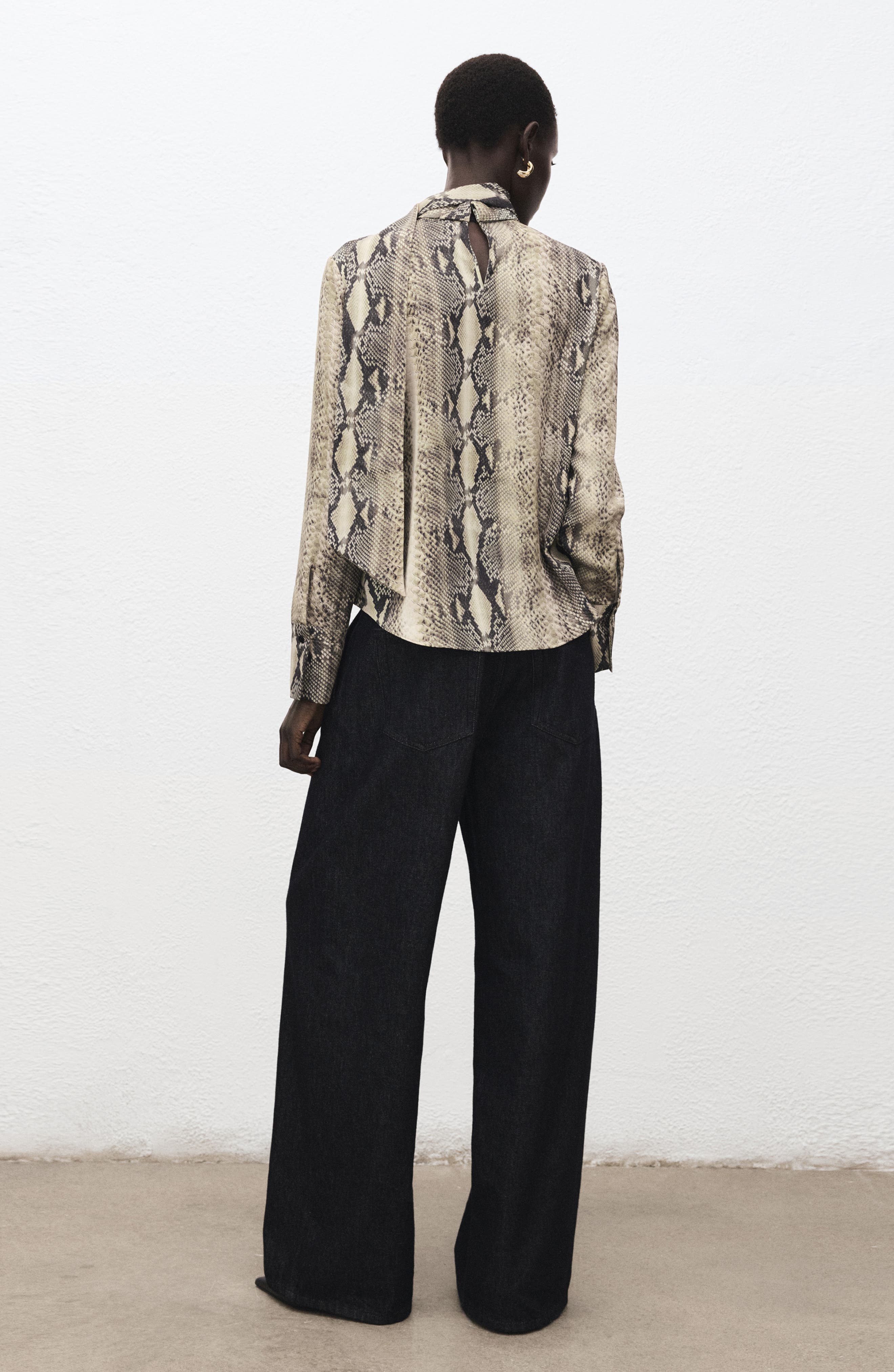 Animal Print Scarf Neck Top - image 4