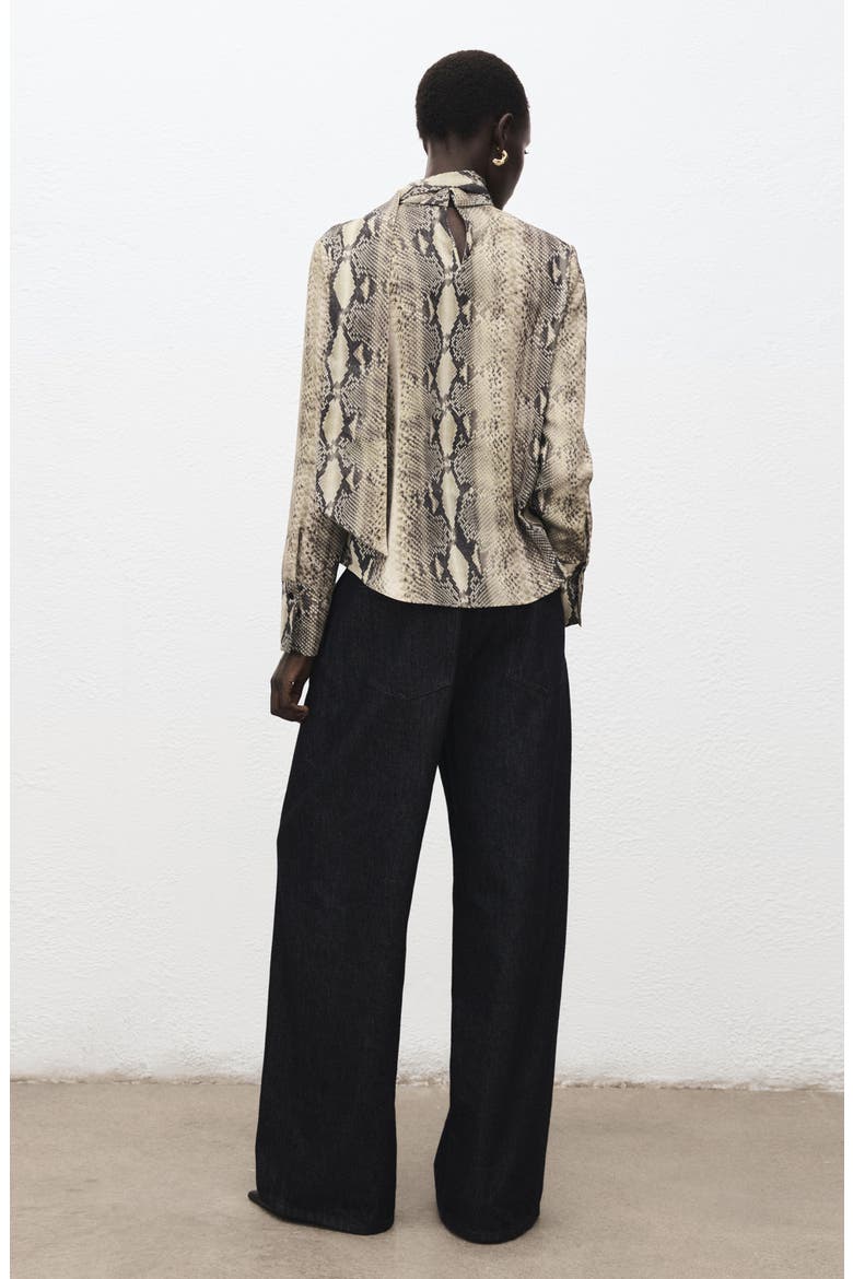 Animal Print Scarf Neck Top, Alternate, color, SNAKE BROWN