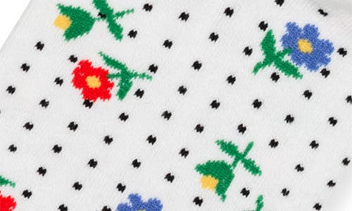 Hansel From Basel Dottie Floral Cotton Blend Crew Socks In White