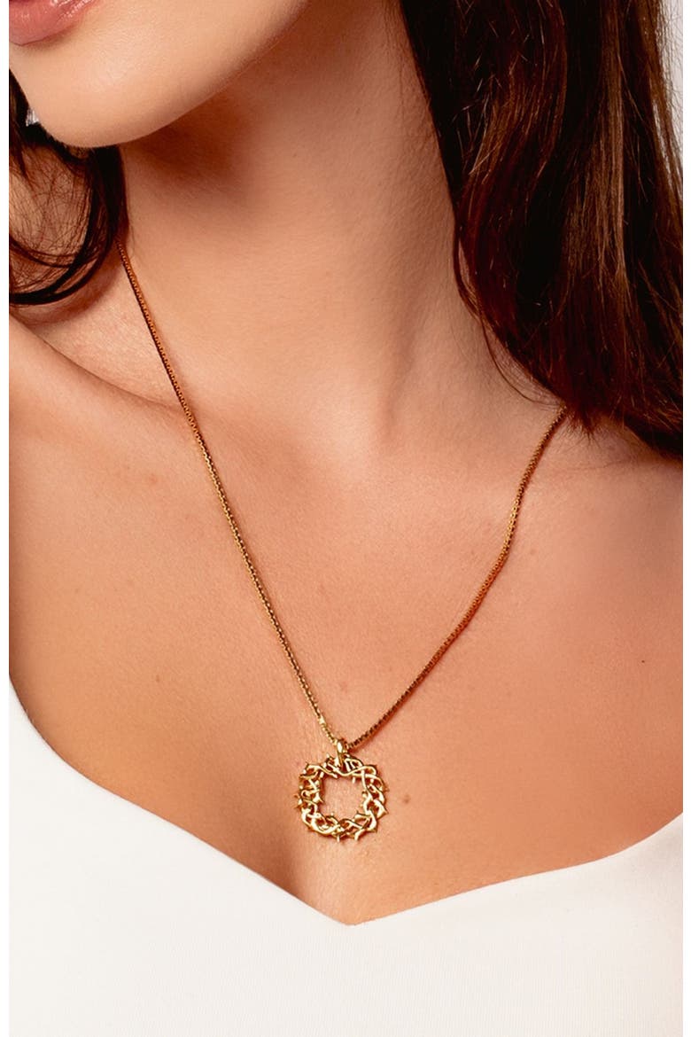 Crown Of Thorns Large Pendant Necklace, Alternate, color, 18k Gold Plated