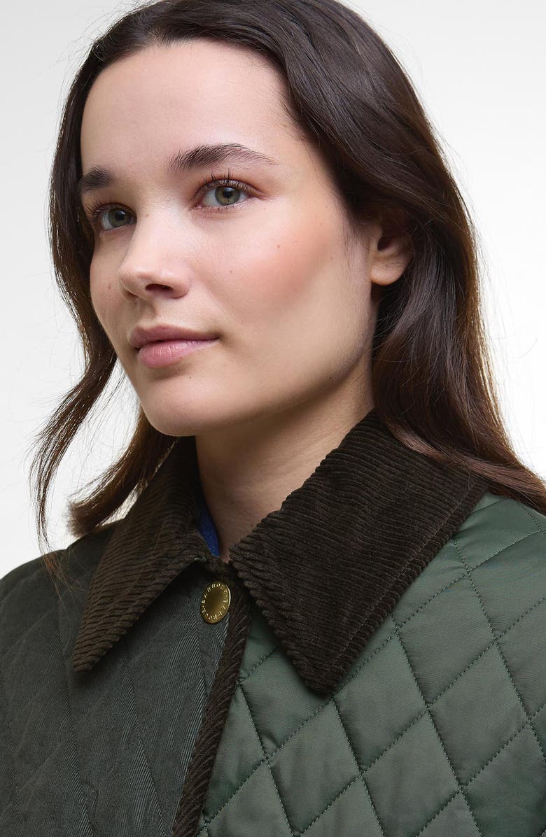 Barbour Meryl Colorblock Quilted Jacket, Alternate, color, Olive/ Ancient Tartan