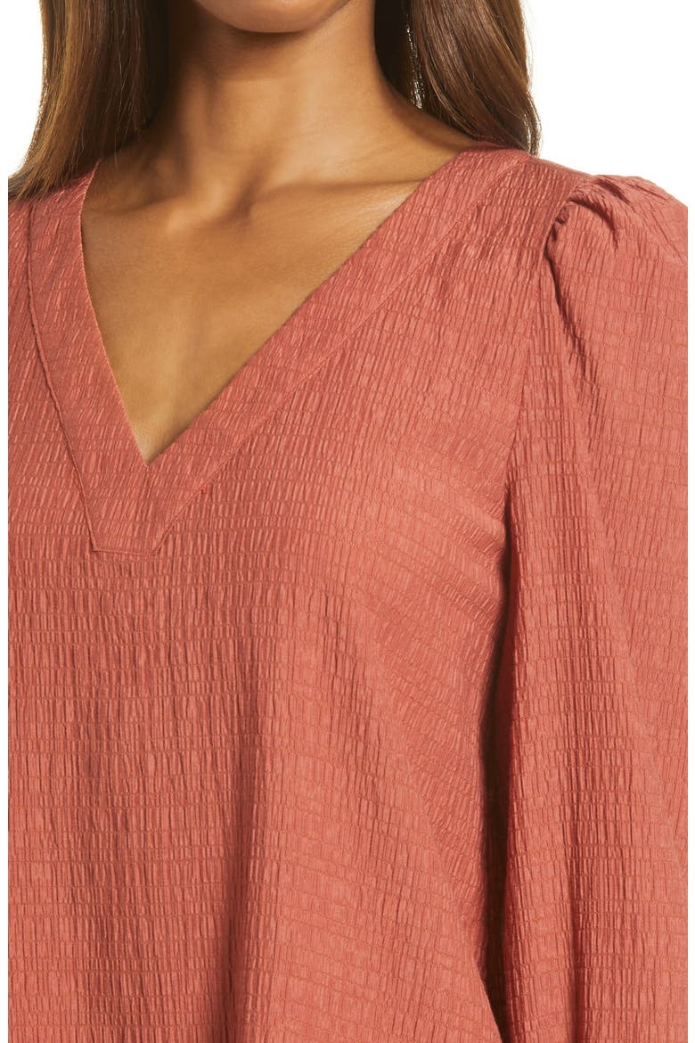 BB Dakota x Steve Madden Ruston Textured Long Sleeve Shift Minidress, Alternate, color, CLAY RED