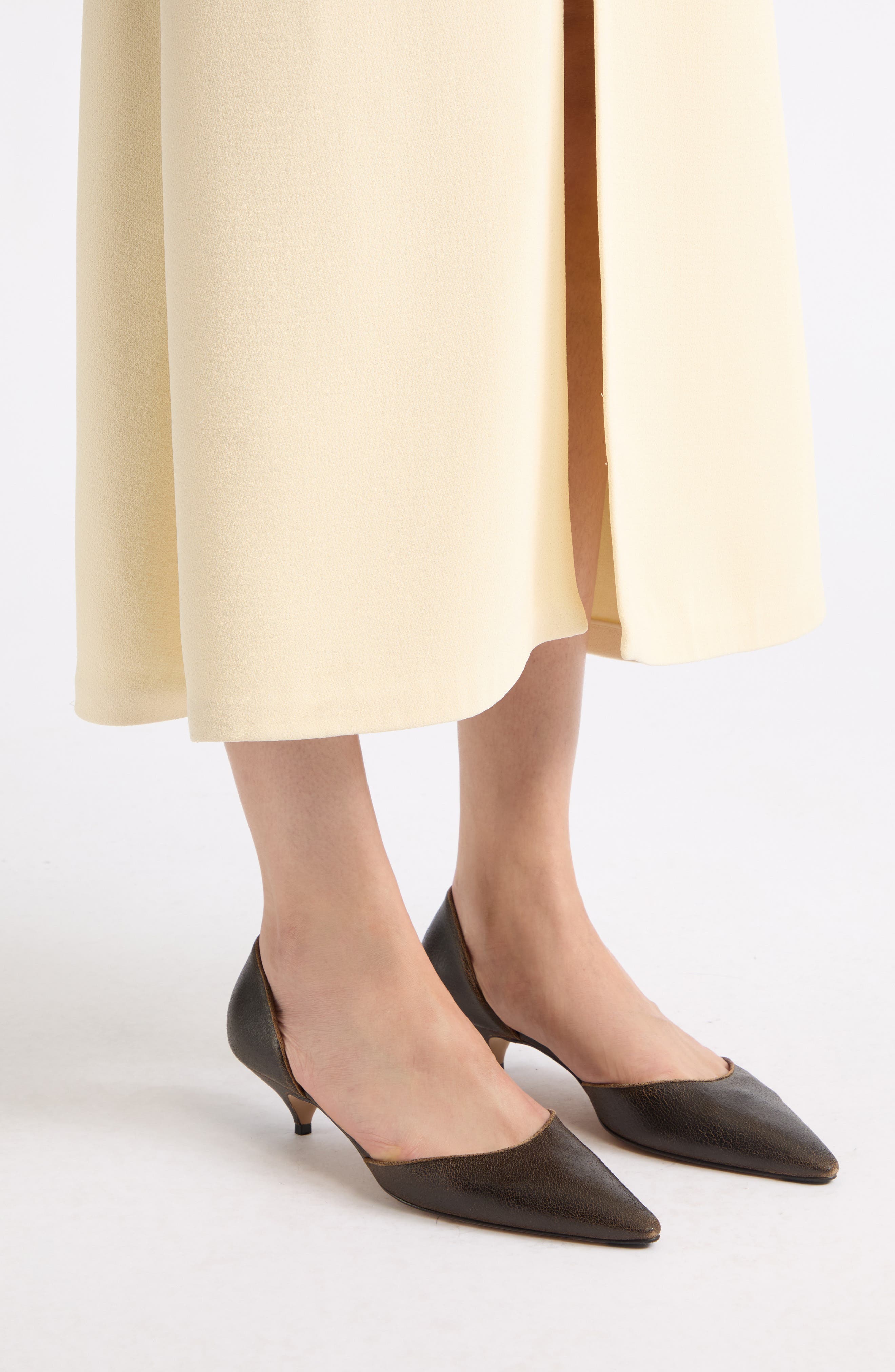 Liisa Pointed Toe Kitten Heel d'Orsay Pump, Alternate, color, DARK BROWN