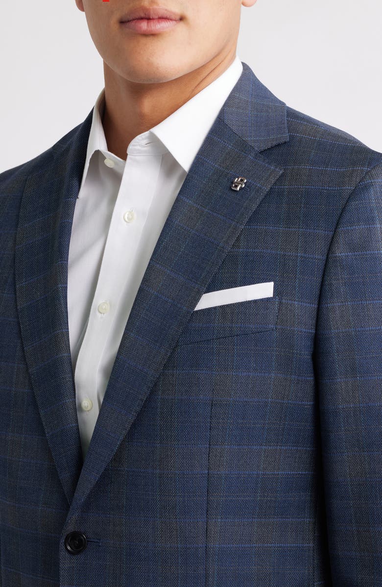 BOSS Hutson Plaid Sport Coat, Alternate, color, Navy