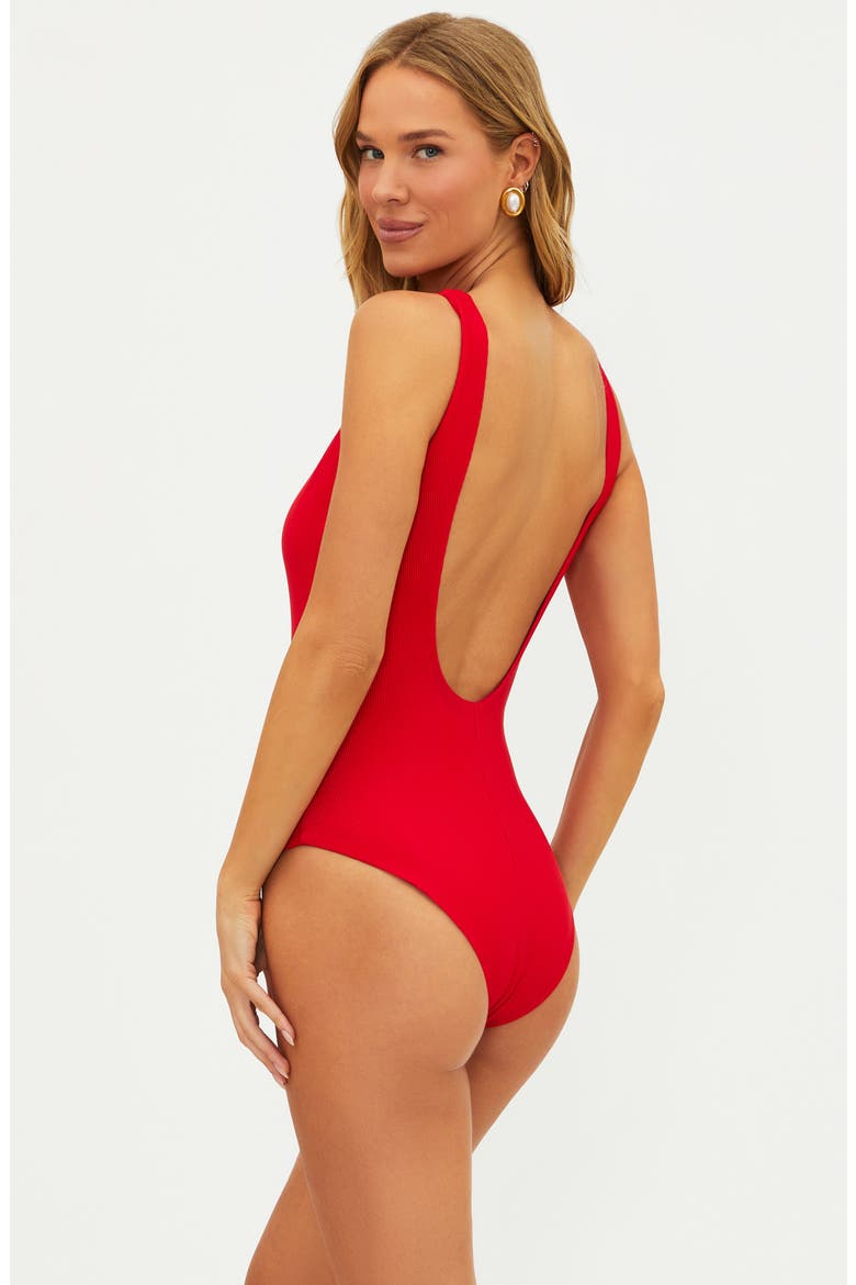 Tropez V-Wire Rib One-Piece Swimsuit, Alternate, color, RED