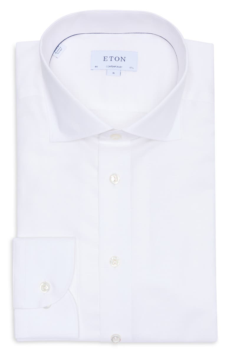Eton Contemporary Fit Cotton & Linen Dress Shirt, Main, color, 