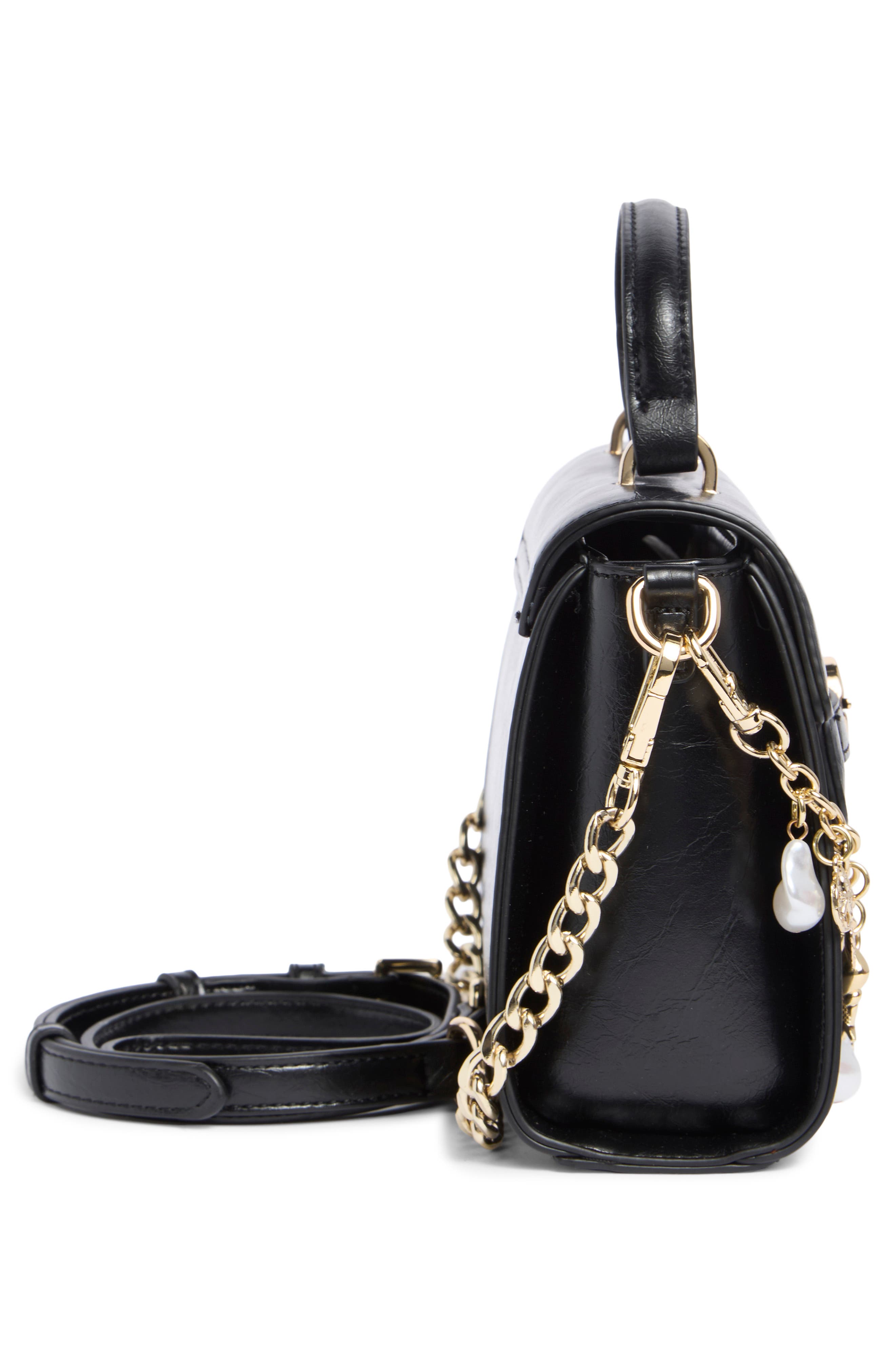 Madden Girl Faux Leather Top Handle Bag, Alternate, color, Black