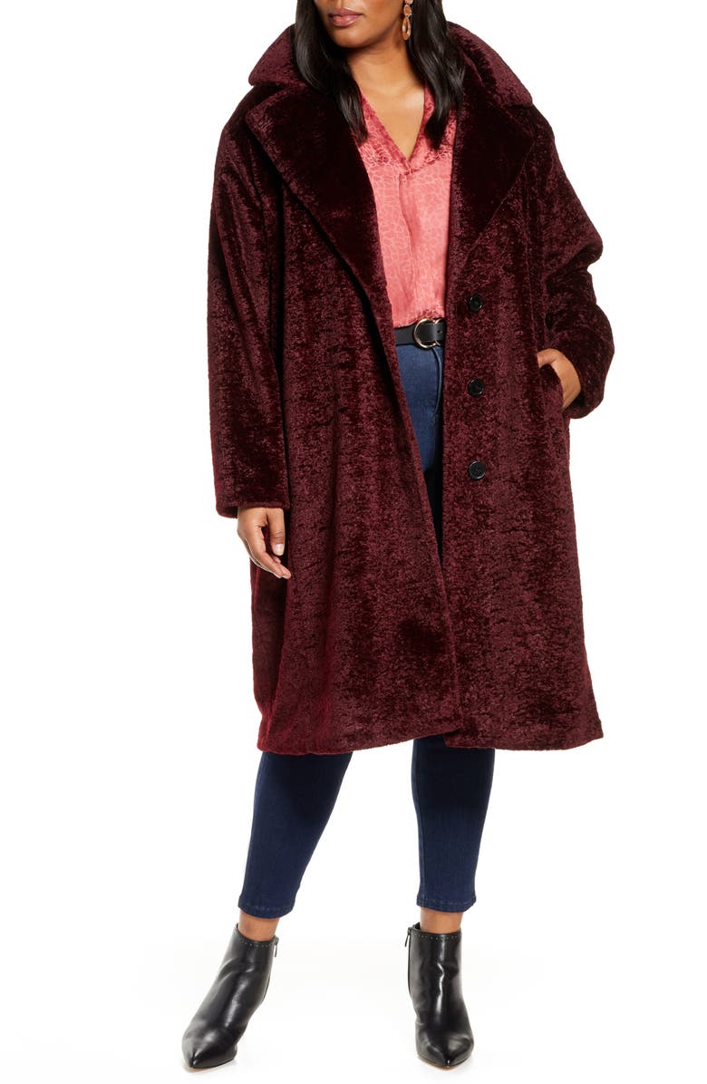 Halogen<sup>®</sup> Faux Fur Coat, Main, color, 