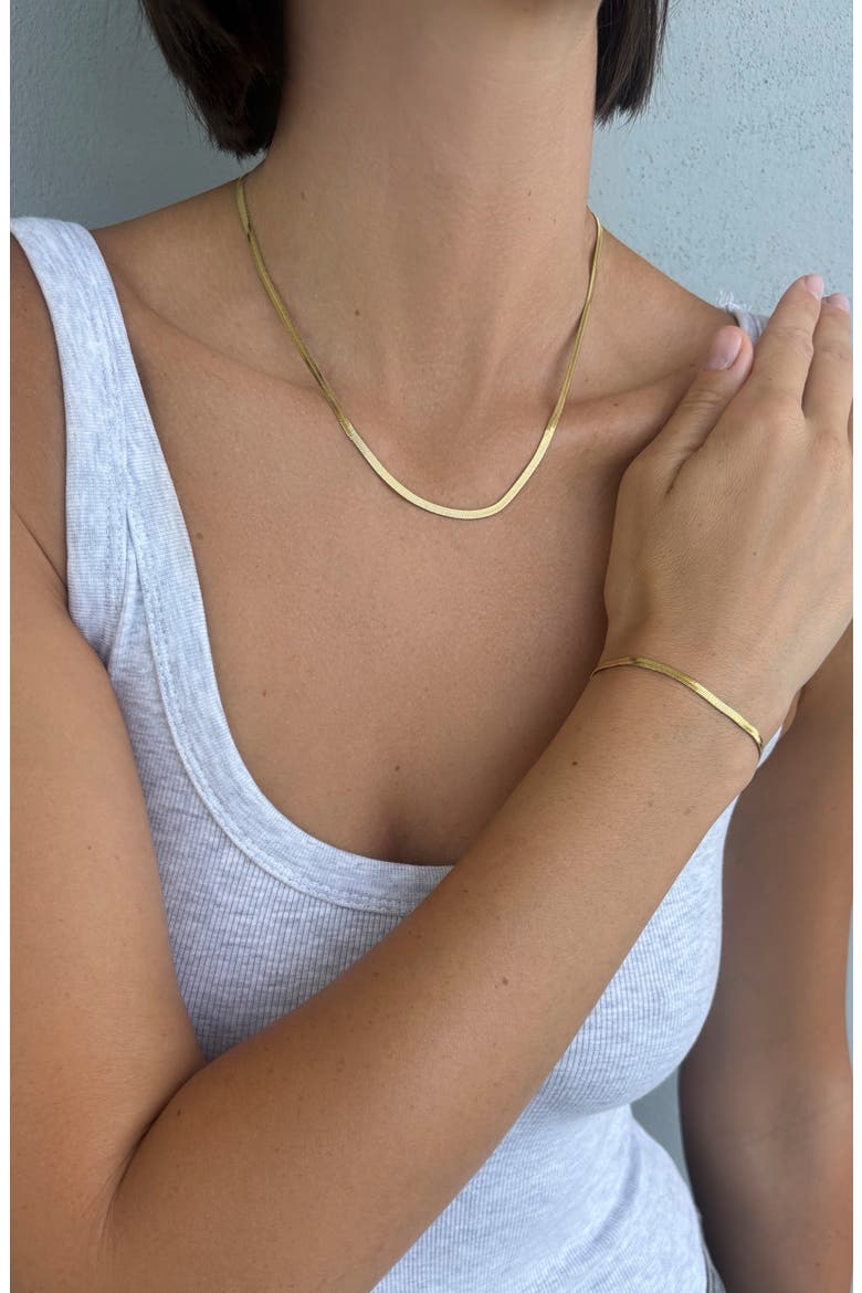 2-Piece Herringbone Necklace & Bracelet Set, Alternate, color, GOLD