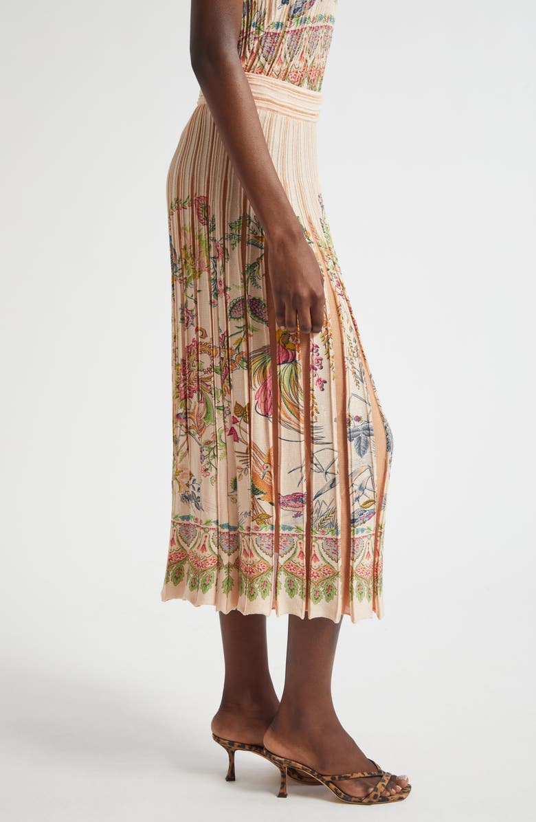 Etro Pleated Floral Midi Sweater Skirt, Alternate, color, Pink