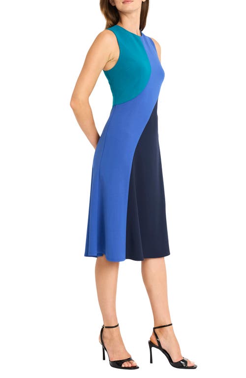 Maggy London Colorblock Sleeveless Fit & Flare Midi Dress In Purple