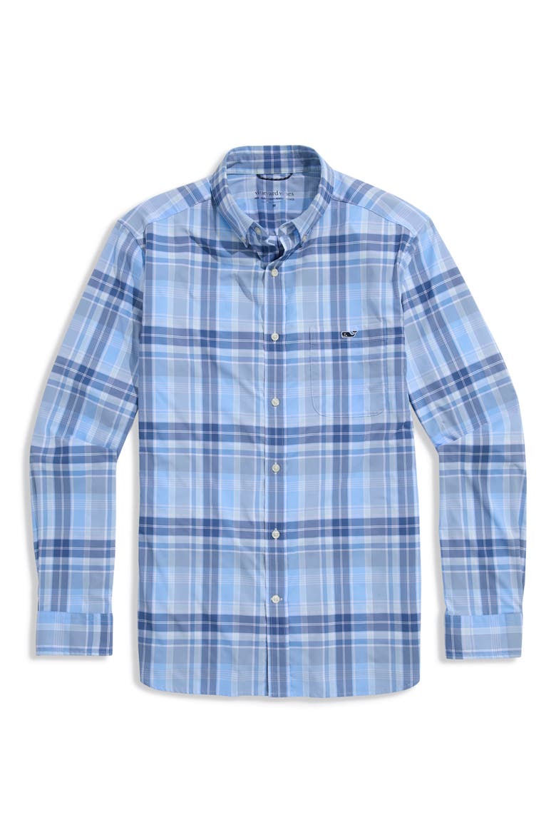 Plaid Featherweight Performance Shirt, Main, color, SERENITY BLUE
