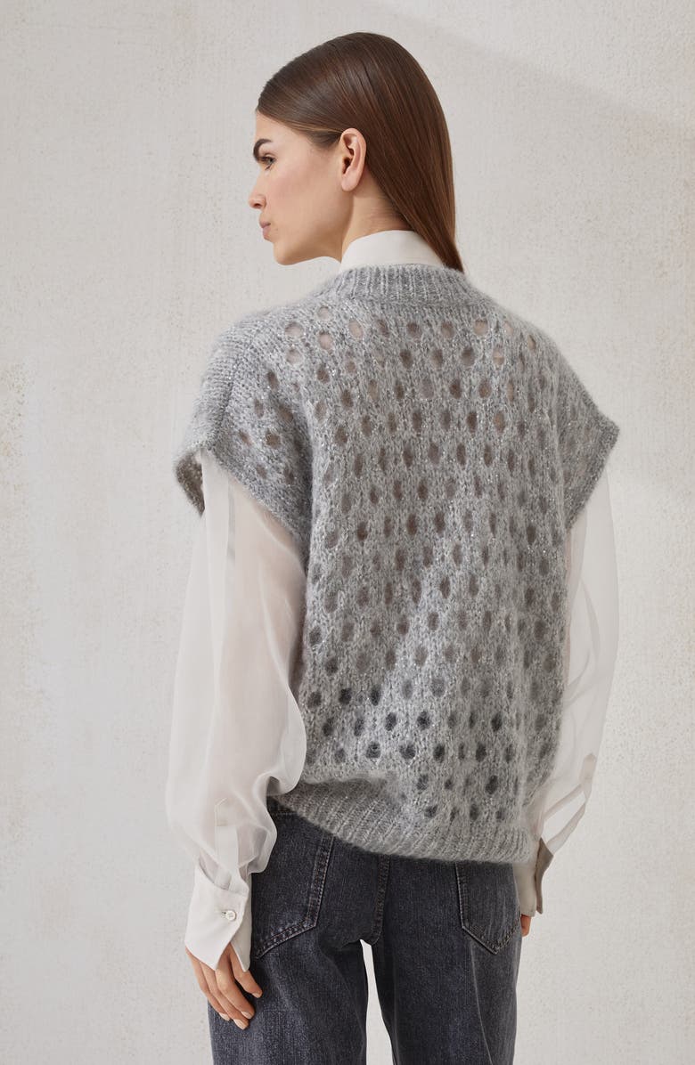 Brunello Cucinelli Dazzling Net vest, Alternate, color, Light Grey