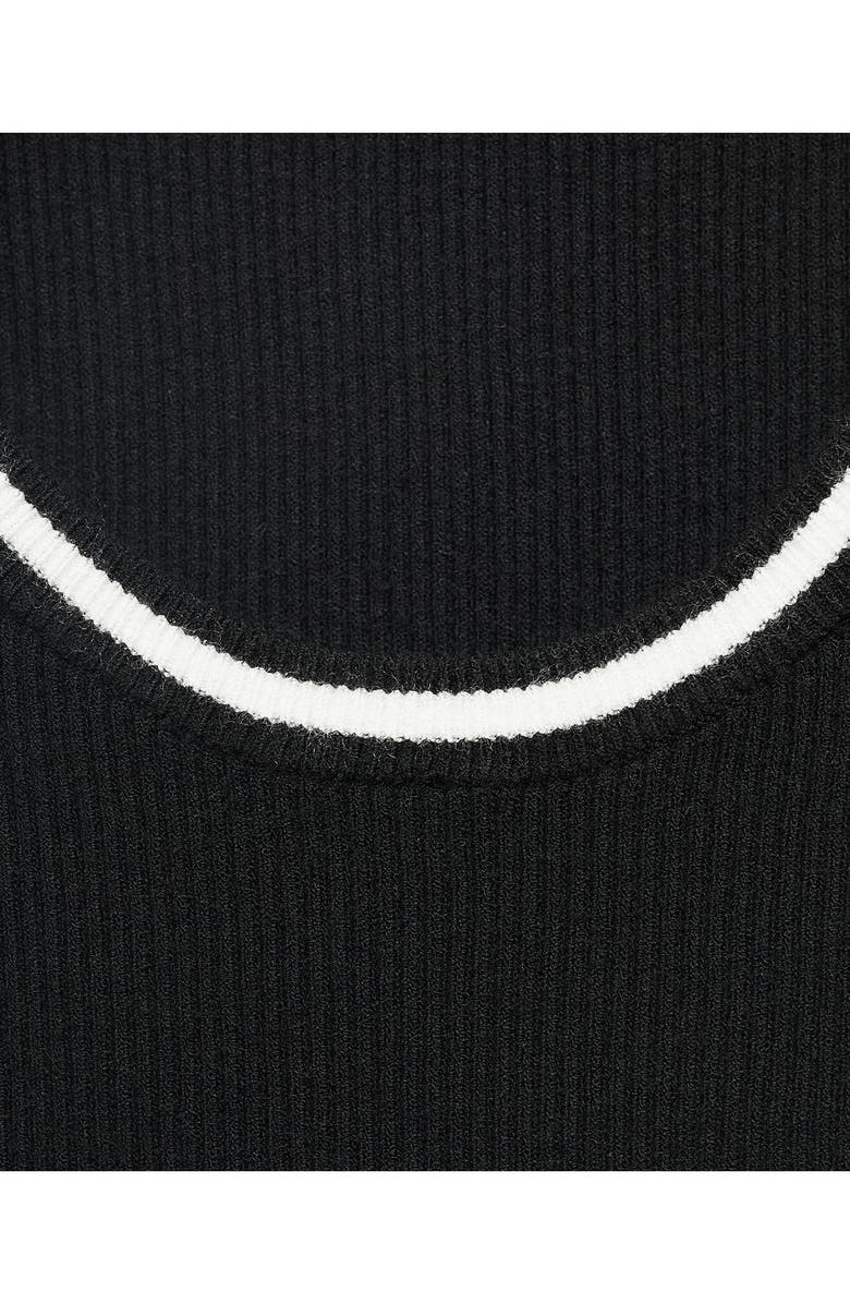 MANGO Tipped <br /><br />Tipped Knit Tank, Alternate, color, Black