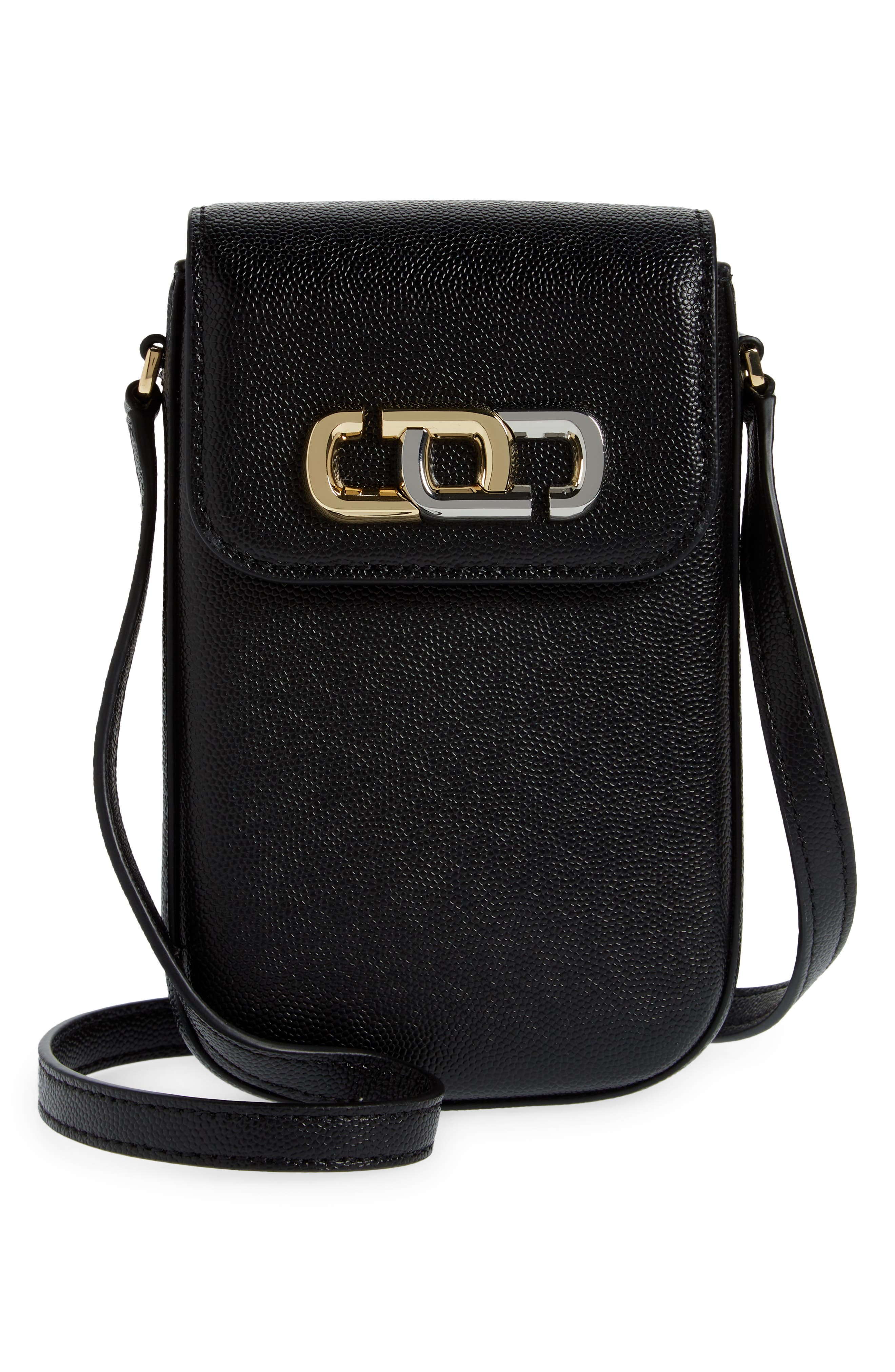 Marc Jacobs Logo Leather Phone Crossbody Bag, Main, color, 