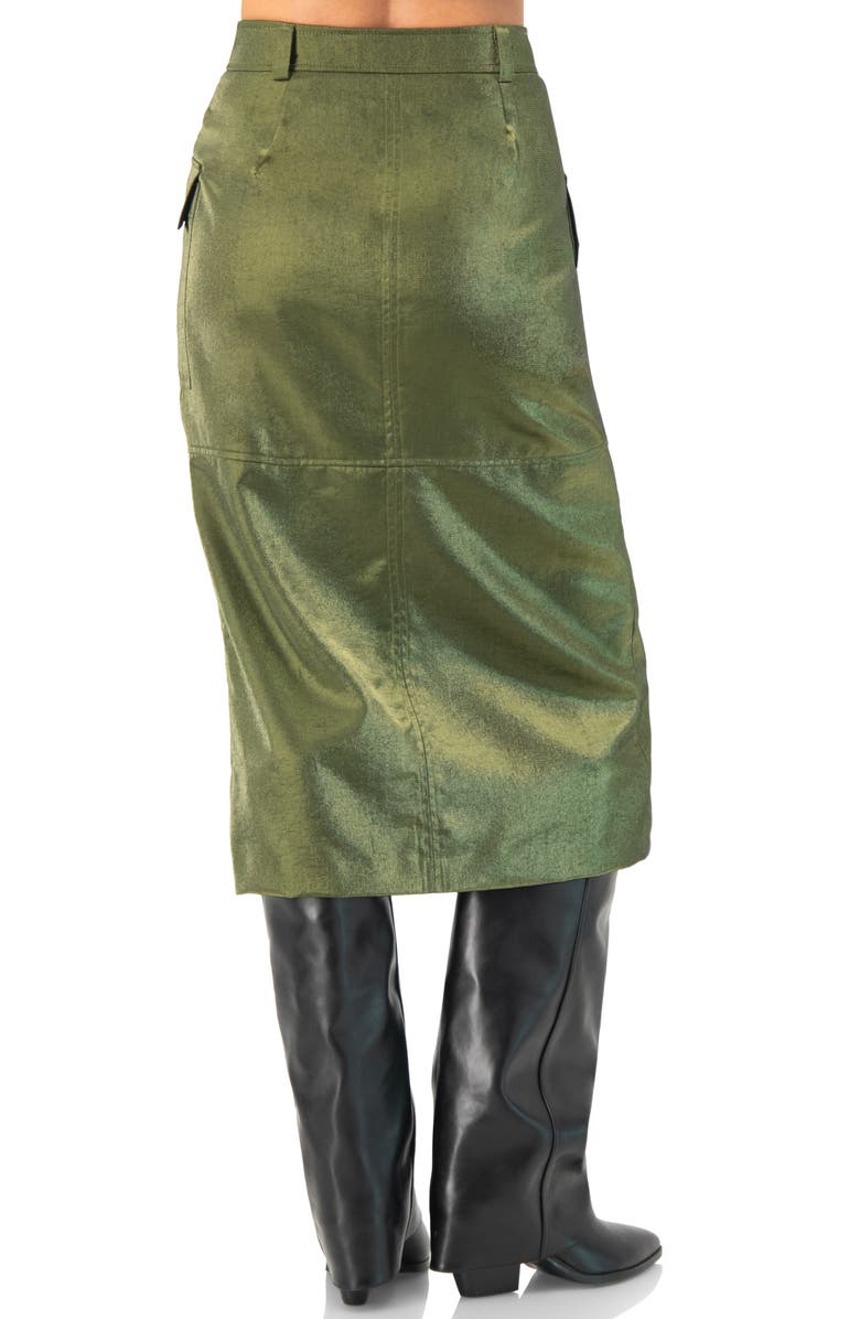 IVONNE Midi Skirt with Front Slit, Alternate, color, Olive Green