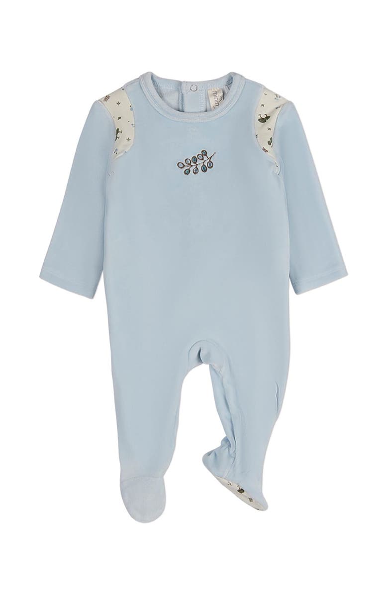 MiniMoi Baby Boys Velour Footie, Main, color, Blue