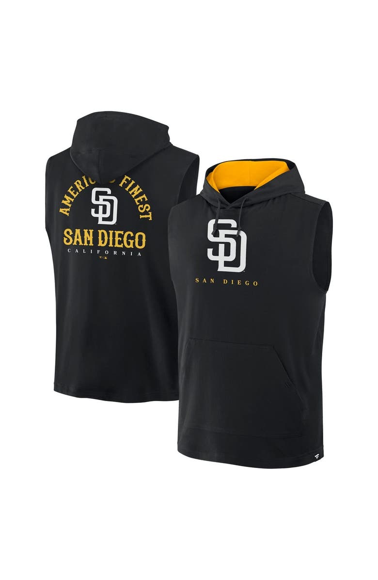 FANATICS Men's Fanatics Black San Diego Padres Fire Speed Sleeveless Pullover Hoodie, Main, color,