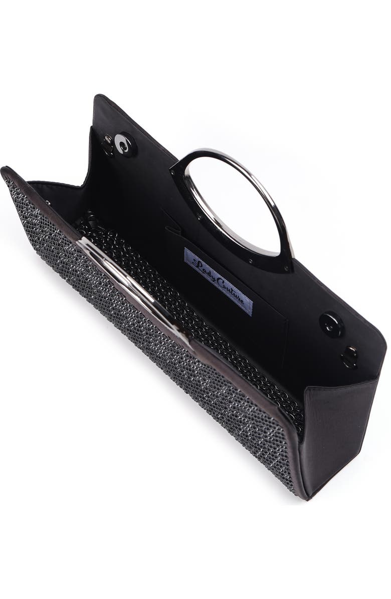 LADY COUTURE Tango Rhinestone Satin Clutch, Alternate, color, Black