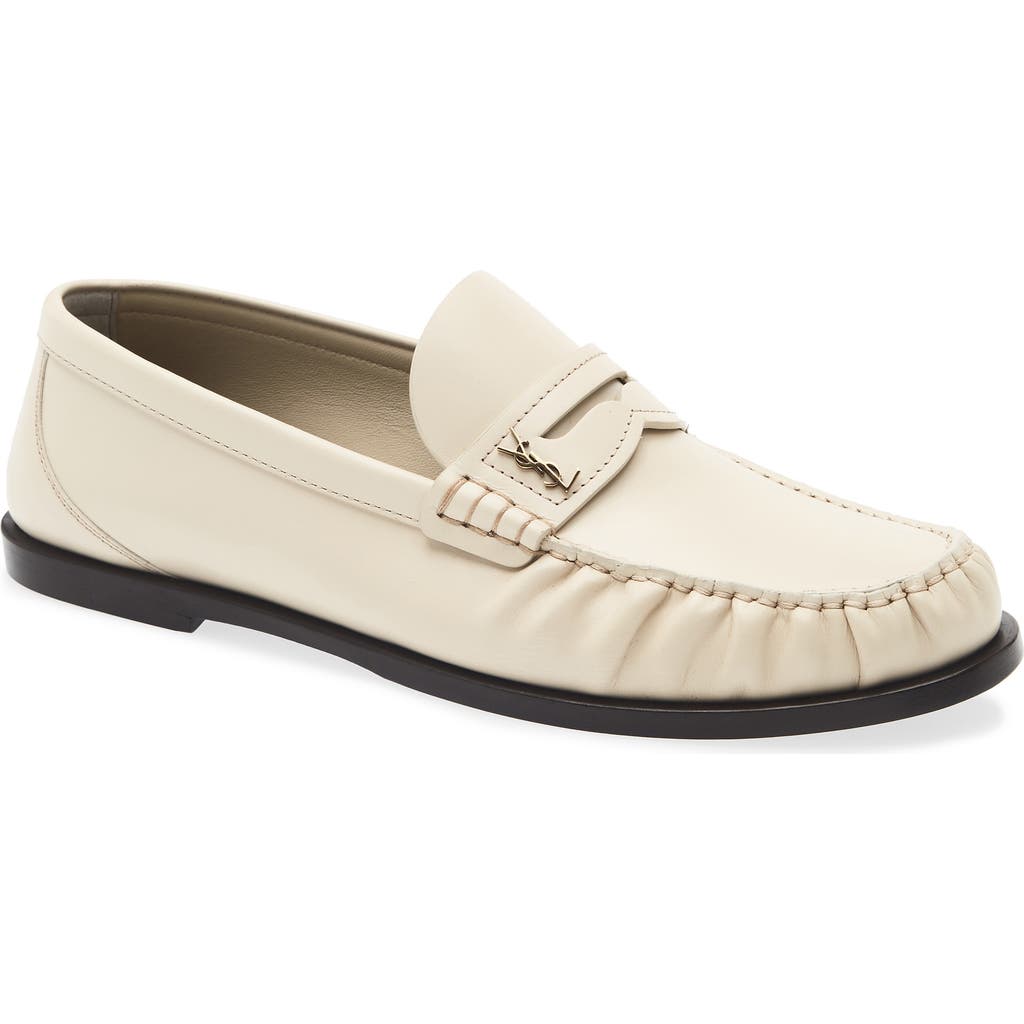 Saint Laurent Lauren Penny Loafer in Nero/naturale at Nordstrom, Size 38.5