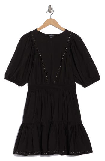 Ellen Tracy Stud Tiered Dress In Black