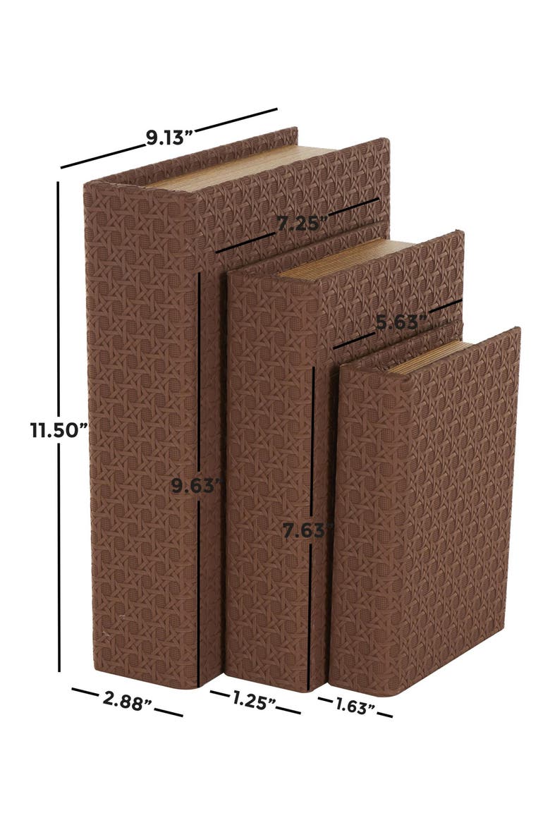 Set of 3 Faux Leather Book Boxes, Alternate, color, NO COLOR