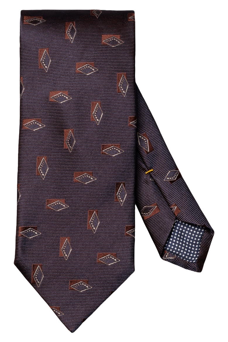 Diamond Woven Silk Tie, Main, color, DARK PURPLE
